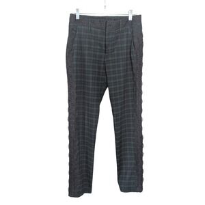 Sundance Black watch Plaid Lace Trim Trousers Size 6